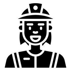 avatar engineer woman. vector single icon with a solid style. suitable for any purpose. for example: website design, mobile app design, logo, etc.