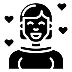 avatar woman falls in love. vector single icon with a solid style. suitable for any purpose. for example: website design, mobile app design, logo, etc.