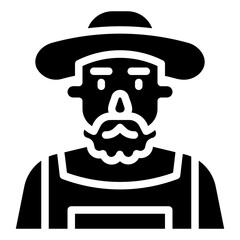 avatar farmer old man. vector single icon with a solid style. suitable for any purpose. for example: website design, mobile app design, logo, etc.