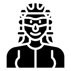 avatar cycling helmet women. vector single icon with a solid style. suitable for any purpose. for example: website design, mobile app design, logo, etc.