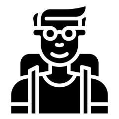 avatar with a backpack. vector single icon with a solid style. suitable for any purpose. for example: website design, mobile app design, logo, etc.