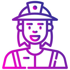 avatar engineer woman. vector single icon with a dashed line gradient style. suitable for any purpose. for example: website design, mobile app design, logo, etc.
