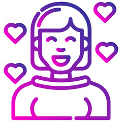 avatar woman falls in love. vector single icon with a dashed line gradient style. suitable for any purpose. for example: website design, mobile app design, logo, etc.