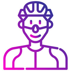avatar cycling helmet man. vector single icon with a dashed line gradient style. suitable for any purpose. for example: website design, mobile app design, logo, etc.