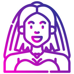 avatar female with a dress. vector single icon with a dashed line gradient style. suitable for any purpose. for example: website design, mobile app design, logo, etc.