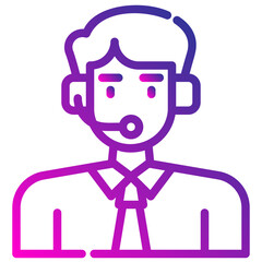 avatar with headphones. vector single icon with a dashed line gradient style. suitable for any purpose. for example: website design, mobile app design, logo, etc.