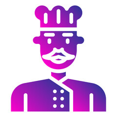 avatar chef. vector single icon with a solid gradient style. suitable for any purpose. for example: website design, mobile app design, logo, etc.