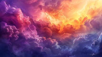 Soothing Spirit: Ethereal Clouds in a Dreamlike Watercolor - obrazy, fototapety, plakaty