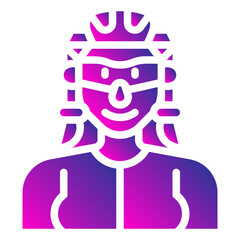 avatar cycling helmet women. vector single icon with a solid gradient style. suitable for any purpose. for example: website design, mobile app design, logo, etc.