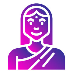 avatar India women. vector single icon with a solid gradient style. suitable for any purpose. for example: website design, mobile app design, logo, etc.