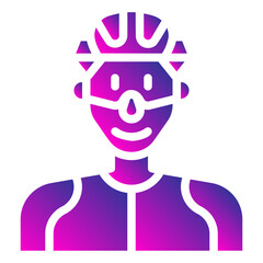 avatar cycling helmet man. vector single icon with a solid gradient style. suitable for any purpose. for example: website design, mobile app design, logo, etc.