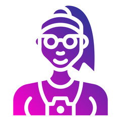 avatar with a camera. vector single icon with a solid gradient style. suitable for any purpose. for example: website design, mobile app design, logo, etc.