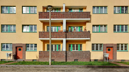 Hermann Beims estate, a social housing project from the 1920s, listed as historic monument in Magdeburg, Germany - 775085614