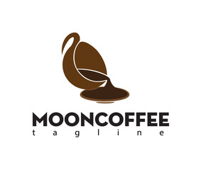 
a cup of coffee being poured into a saucer logo design template