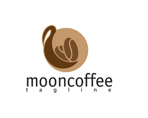 moon shaped coffee cup logo design template