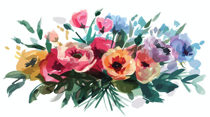 Bouquet of flowers watercolor style illustration 