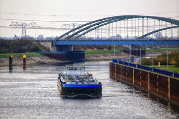 River barge on canal near Magdeburg, Germany