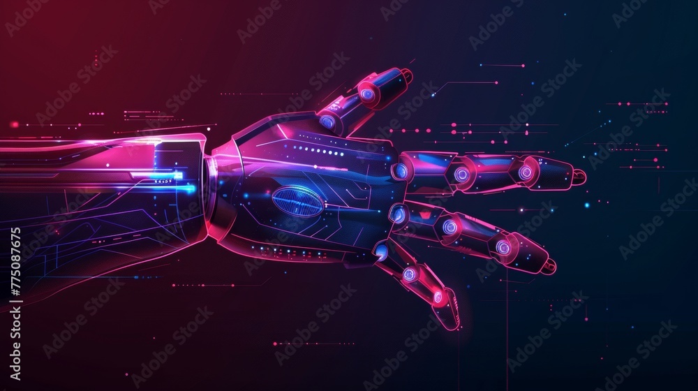 Aufkleber Using a virtual graphic interface with a robotic hand. Head-up display