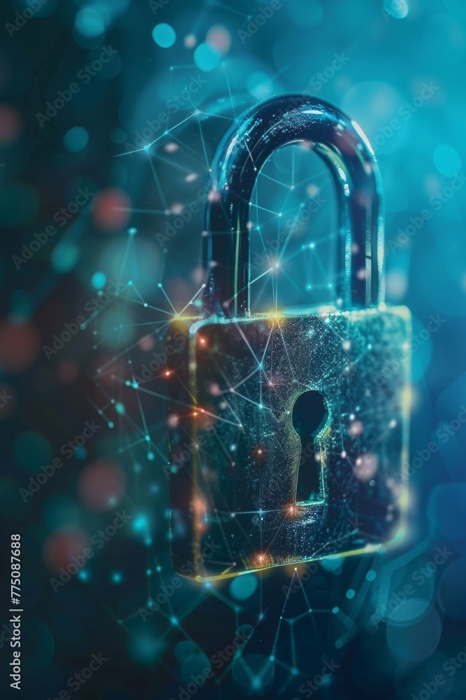 Poster concept of protecting personal information and ensuring online privacy through robust cybersecurity 