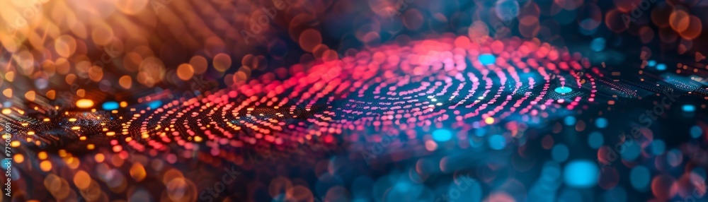 Aufkleber neon background enhances the visual appeal of the cyber security system using fingerprint technology