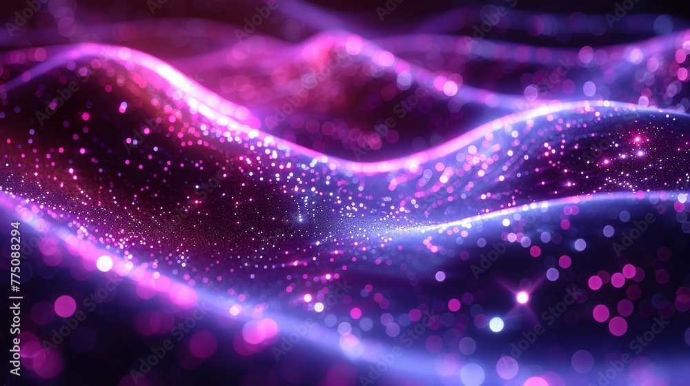 Poster sparkling neon lights illuminating the lively background with vibrant waves and glowing patterns, cr