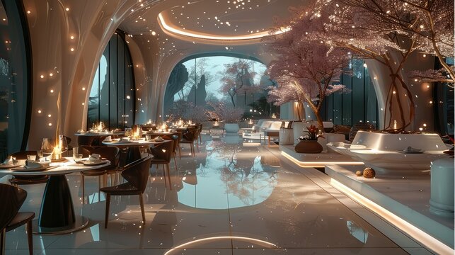 High end luxury dining lounge. Generative AI.