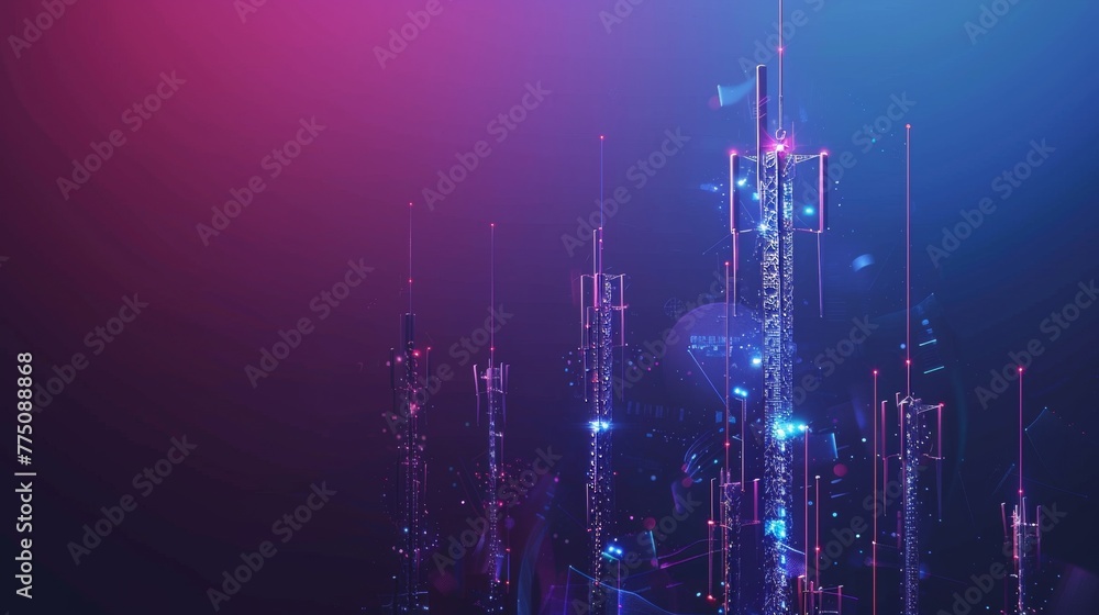 Aufkleber mobile communication equipment for smart cities. broadcasting tower for high-speed internet communic