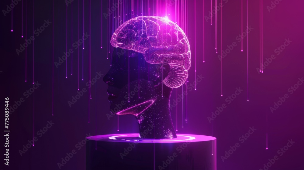 Fototapete a global cybernetic mind controls humanity. a supercomputer with artificial intelligence in the spot