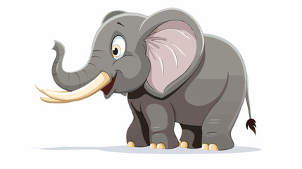 Cartoon happy elephant flat vector isolated on white