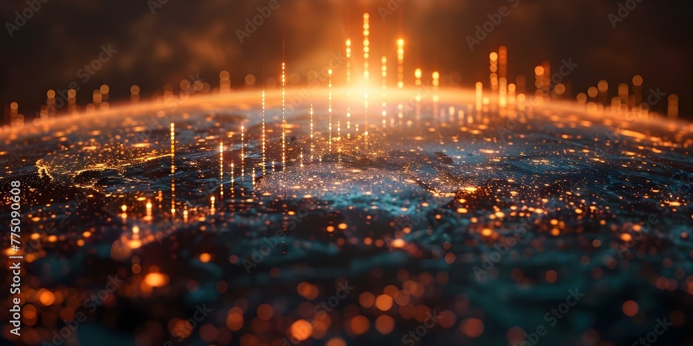 Wall mural Global Business Growth and Financial Success: A Digital Stock Market Graph Demonstrating Investment Strategies. Concept Global Business Growth, Financial Success, Digital Stock Market Graph