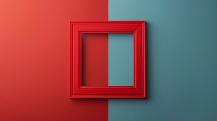 Red frame on a blue and red background
