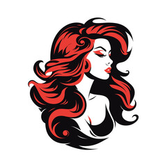 Beautiful woman with long red hair. Vector illustration on white background.