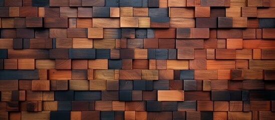 Various vibrant blocks of different colors are closely positioned on a textured wooden wall, creating a visually appealing pattern