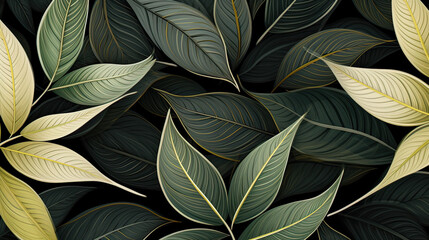 A symmetrical pattern of geometrically stylized leaves, a chic and contemporary botanical backdrop Ai Generative