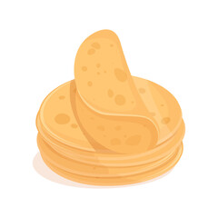 Arrangement of a stack of empty round tacos