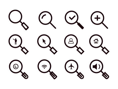There are different styles of search icon vector images.