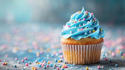 Blue Birthday Cup Cake Background Image with Copy Space






 - obrazy, fototapety, plakaty