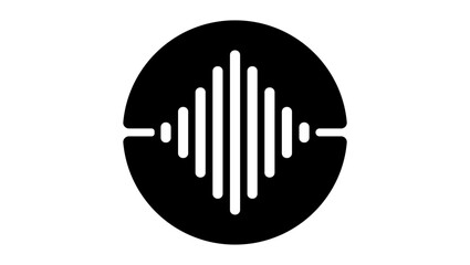Sound wave emblem, black isolated silhouette 