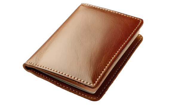 Handcrafted Leather Passport Cover isolated on transparent Background