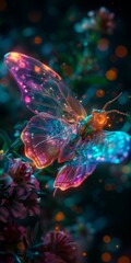 owerful species hybrid bee and butterfly of animal colorful 