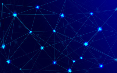 blue shiny connecting dots and lines,technology background
