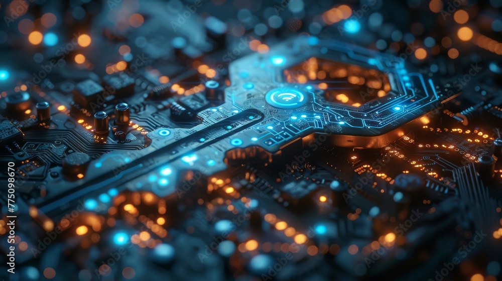 Poster Future key shape combined with binary and program code as an online security concept