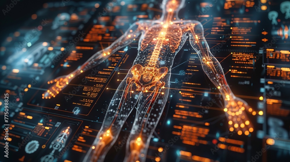 Aufkleber An understanding of healthcare technology; an interface for detecting identity theft; a digital blueprint of a human's body part in three dimensions