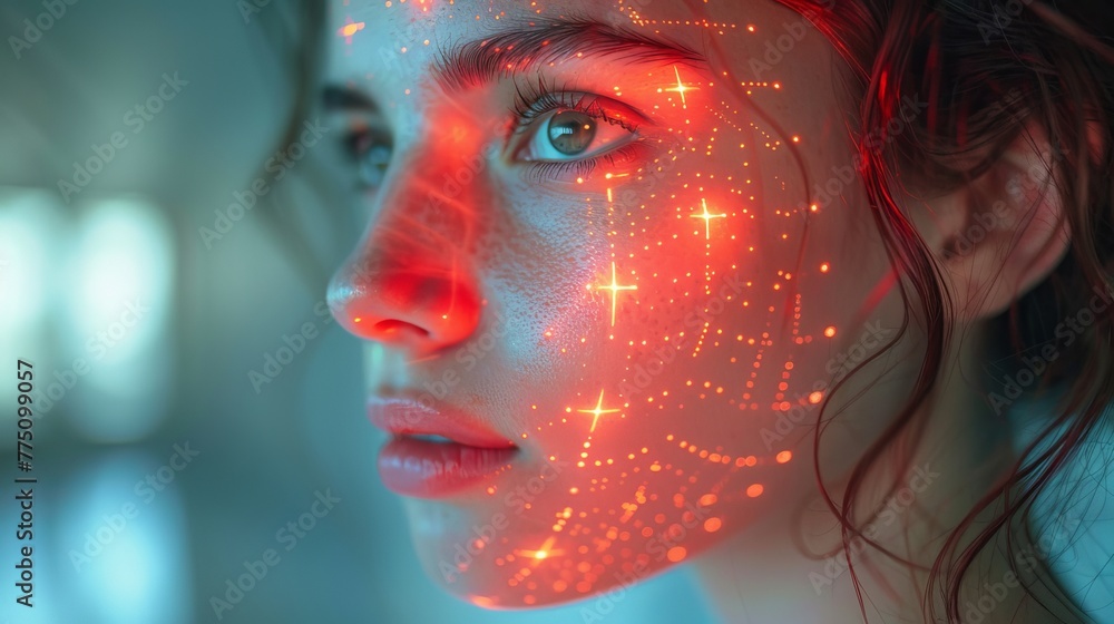 Poster face scanning concept, radar screen searching for brain signals.