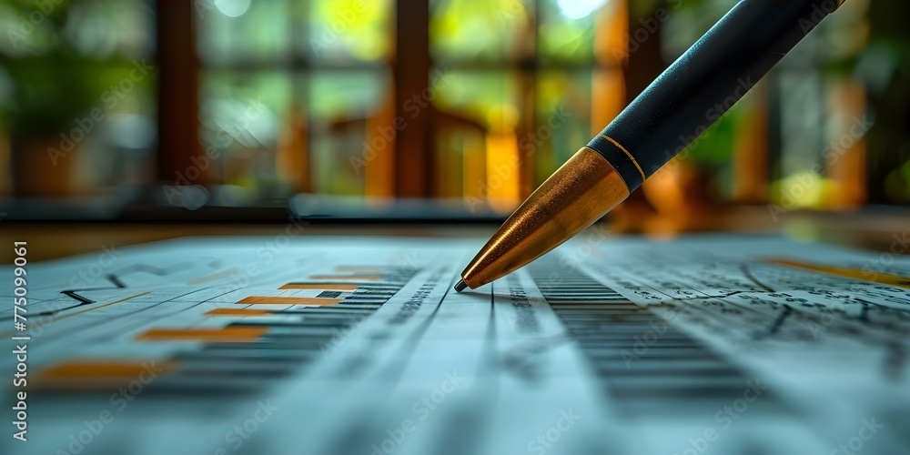 Poster a closeup of a financial report with graphs and charts symbolizing business analysis and strategic p