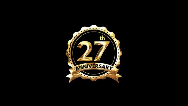 27th Anniversary luxury Gold Animation. Greeting for the 27th Anniversary. Luxurious Animation Celebrating 27 Years of Excellence
