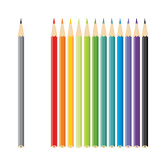 A set of simple vector pencils of different colors isolated on white background