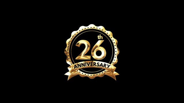 26th Anniversary luxury Gold Animation. Greeting for the 26th Anniversary. Luxurious Animation Celebrating 26 Years of Excellence.