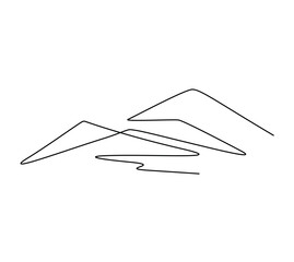 Hill one line art vector drawing icon design