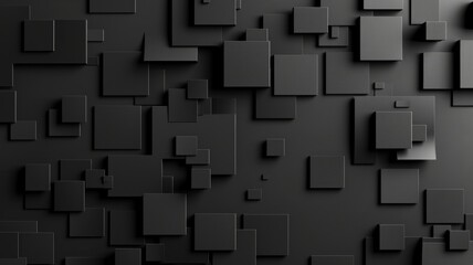 Abstract 3D squares on a gradient backdrop - This image features a detailed depiction of abstract 3D squares and rectangles on a gradient dark background, playing with light and shadow - obrazy, fototapety, plakaty